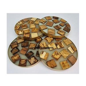 Sous-verre de thé en bois et résine de vadrouille de luxe Design classique bureau tapis décoratif utilisation de Table sous-verre de nacre fait à la main de luxe - Product Image 6