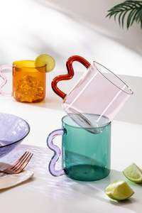 Fabriqué à la main Design classique en résine de polyester Texture de résine de cruche d'eau avec motif de tourbillon d'abricot Aqua pour les cadeaux de Noël de cuisine - Product Image 4