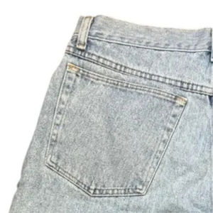 Pantalones cortos de mezclilla de algodón azul claro 100% Estilo Vintage recto de cintura media con punto - Product Image 5