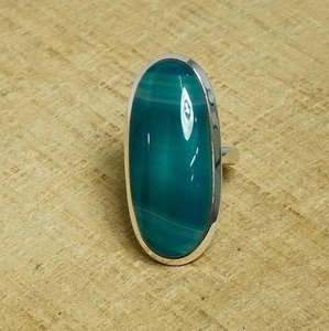 Agate verte du Botswana en argent sterling 925 forme ovale grande bague en pierres précieuses bijoux faits à la main cadeau de noël - Product Image 1