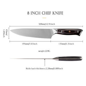 Couteau à viande de haute qualité en acier inoxydable allemand 1.4116 de 8 pouces, couteau de chef aiguisé pour la cuisine - Product Image 6