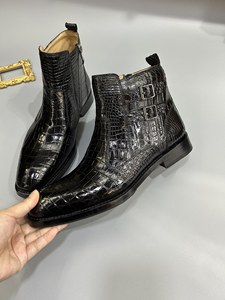 Elegantes Botas Chelsea Personalizadas 100% <span class=keywords><strong>de</strong></span> Piel <span class=keywords><strong>de</strong></span> Cocodrilo para Hombre, Zapatos Formales <span class=keywords><strong>de</strong></span> Tobillo Alto <span class=keywords><strong>con</strong></span> Hebillas - Product Image 3
