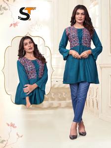 Kurti de Rayón de Alta Calidad para Mujer con Bordado Simple y Elegante, Ropa India y Pakistaní Económica - Product Image 3