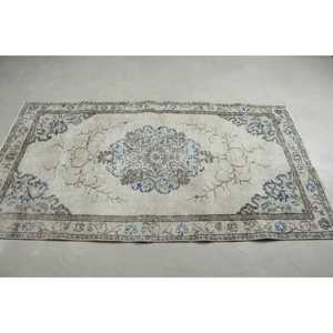 Tapis de 3,7 x 6,6 pieds, tapis turc vintage, tapis oriental bleu - Product Image 3