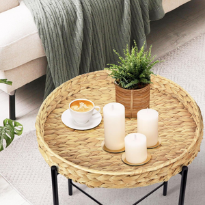 ชุดโต๊ะข้างเตียงผักตบชวาธรรมชาติขาเหล็ก2ชิ้น - Product Image 3