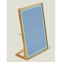 Cadre photo flottant double en verre, style luxueux, en laiton doré, support de photo transparent pour table, décoration d'intérieur