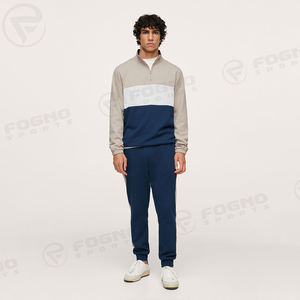 Sudadera de hombre con cremallera de un cuarto y bloques de color, 100% algodón, premium, casual, con logo personalizado, esencial, al por mayor, estilo urbano. - Product Image 5