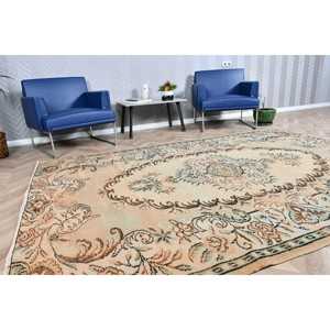 Grand tapis turc de 6,3 x 8,9 pieds, tapis vintage brun patchwork - Product Image 2