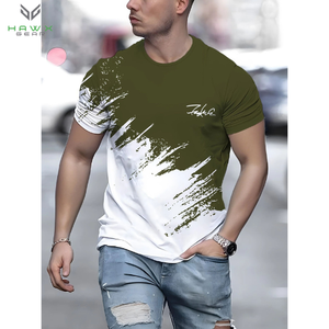 เสื้อสวมหัวสำหรับผู้ชายใส่กลางแจ้งขนาดใหญ่เสื้อกีฬาคอกลมแขนสั้นผ้าฝ้าย100% ลำลอง - Product Image 3