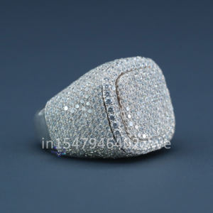 Bague Hip Hop en argent sterling 925 personnalisée de luxe avec clarté VVS Moissanite diamant taille brillant pour les mariages et les fêtes - Product Image 3