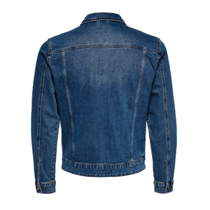 Veste en jean pour homme, décontractée, slim, à manches longues, avec plusieurs poches, veste classique bleue tendance - Product Image 3