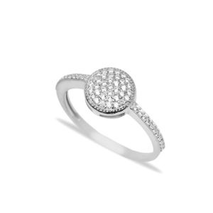 Anillo de Boda Redondo con Diseño de Rodio y Circonitas Cúbicas, Hecho a Mano, Minimalista, Delicado, Joyería Turca de Plata de Ley 925 - Product Image 5