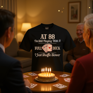 Camiseta para el 88º cumpleaños con diseño de cartas de póquer para personas de 88 años, unisex, para adultos, manga corta, cuello redondo - Product Image 3