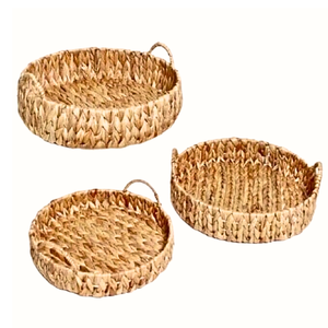 Panier plateau en rotin naturel fait à la main jacinthe d'eau herbe jonc de mer tissé Floral pour salon chambre décoration Viet Nam - Product Image 3