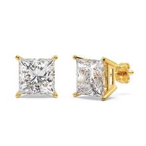 Boucles d'oreilles en diamant princesse de 0,75 ct en or jaune 18 carats (H-I SI2-SI3) - Product Image 2