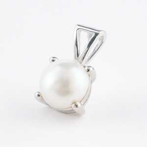 Colgante Minimalista con Perla Redonda de 8mm, Engaste de Plata de Ley con Baño de Rodio, para Mujer, Regalo de Boda, Joyería para Fiesta - Product Image 2