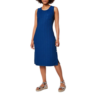 Robe Leota Hilary Gala bleue en tricot côtelé varié, coupe fourreau décontractée, silhouette trapèze, taille simple petite pour l'automne/hiver - Product Image 1