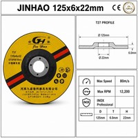 Meule rouge JinHao 125x6x22mm OEM ODM |   Disque de 5 pouces T27 à centre dégoulinant, marque privée |   EN12413 Certifié CE, robuste et résistant