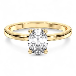 Bague de fiançailles solitaire en or massif pour femme, taille ovale, 1.00 carats, E-F/VVS-VS, Moissanite - Product Image 1