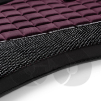 Tapis de selle ergonomique profilé en tissu épais noir et violet, fait main, entièrement personnalisé, antidérapant, respirant et durable
