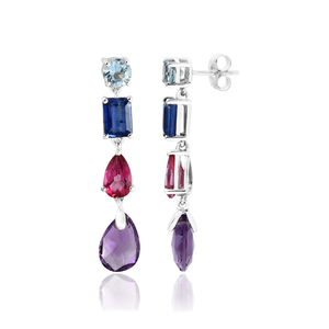 Boucles d'oreilles en pierres précieuses multicolores en argent sterling 925 fabrication de boucles d'oreilles en pierre d'améthyste bijoux en gros - Product Image 1