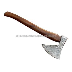 ขวานโทมาฮอว์คสองใบมีดเหล็กดามัสกัส ผลิตด้วยมือตามสั่งจาก Steel Craft International คุณภาพมาตรฐานสูง ด้ามไม้ - Product Image 6