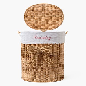 Cesta ovalada de ratán con lazo decorativo, cesta de almacenamiento hecha a mano, venta al por mayor, ecológica, hecha en Vietnam - Product Image 3