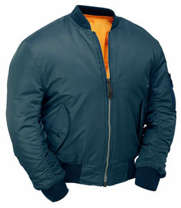 Blouson aviateur en nylon bleu foncé pour homme, vêtements d'hiver à col montant brodés et coupe-vent de style High Street avec logo sur le devant - Product Image 5