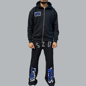 เสื้อกันหนาวมีฮู้ดสำหรับผู้ชายเสื้อวอร์มสีพื้นมีซิปเทอร์รี่400 GSM - Product Image 1