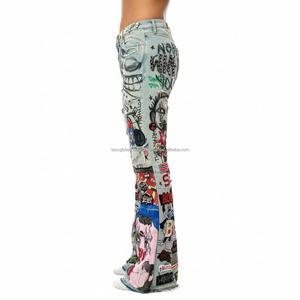 กางเกงยีนส์เดนิมทรงหลวมพิมพ์ลายกราฟิกเอวกลางสไตล์ Y2K ระบายอากาศได้ดี แฟชั่นสตรีทแวร์ผู้ชาย แต่งผ้าแบบแพทช์เวิร์ค ฮิปฮอป ทันสมัย ไซส์ใหญ่ ใส่ได้ในฤดูร้อน - Product Image 2