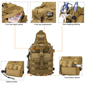 กระเป๋าสะพายไหล่พร้อมที่ใส่เบ็ดตกปลาอเนกประสงค์ทนทานกระเป๋าเป้สะพายหลังสำหรับตกปลากลางแจ้งกระเป๋าคาดอกยุทธวิธี - Product Image 4