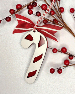 Palo de bastón de caramelo de madera, adornos para árboles de Navidad, decoración navideña, artesanía de madera rústica colgante para fiesta en casa, decoración festiva - Product Image 2