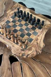 Double wooden chess <b>board</b> with checkers on the reverse side for added play options and family entertainment - Product Image 5