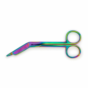 Tijeras de funcionamiento de color arcoíris, sonda de un lado, tijera de vendaje quirúrgico de un solo uso de acero metálico para uso médico - Product Image 4