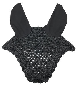 Velo antimoscas para caballo de ganchillo negro de alta calidad, personalizable en color, con cubre orejas de punto texturizado suave, gorro ecuestre hecho a mano para equitación - Product Image 3