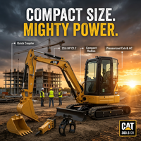 Mini-pelleuse sur chenilles CAT 303.5, économe en carburant, fonctionnement flexible, accessoires complets, stock en entrepôt, service logistique mondial