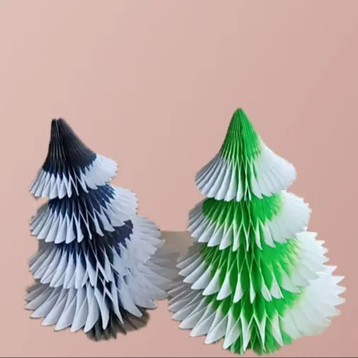 Honeycomb Tissue Paper Frosted Christmas Tree Decoration Honeycomb Standing Tree Best Christmas Table centerpiece for 2023