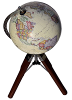 Globe terrestre nautique en bois poli brun CALVIN HANDICRAFTS avec support en bois, fait main, 8 pouces, vintage, éducatif pour enfants