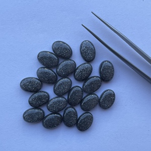 10mm 20mm naturel noir pierre de soleil lisse ovale lâche Cabochon pierre précieuse pour la fabrication de bijoux pendentifs anneaux cristal fait à la main argent - Product Image 1