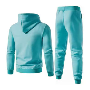Ensemble de survêtement d'hiver respirant à capuche pour hommes, grandes tailles, couleur unie, pour entraînement, gym, sport, 100 % coton, vente en gros - Product Image 3