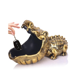 ชามตกแต่งปากจระเข้หรูหราทำจากโลหะสีทองมีขอบแกะสลักมีสไตล์สำเนียงร่วมสมัยสำหรับงานเลี้ยง - Product Image 1