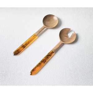 Cuillère de service en acier inoxydable pour soupe, pour cadeaux, matériau métallique durable, ensembles de couverts avec cuillère à riz et à salade en bois d'acacia - Product Image 3