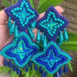 Broderie ต่างหูลูกปัดอุปกรณ์เสริมการปักที่กำหนดเองต่างหูลูกปัดหลากสีเครื่องประดับสำหรับงานเลี้ยงเทศกาลต่างหูลูกปัด - Product Image 5