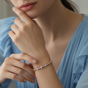 ทอง14K & เพชรธรรมชาติผู้หญิงกำไลเพชรลายดอกไม้ที่กำลังมาแรง | 3.30Ctw - Product Image 5