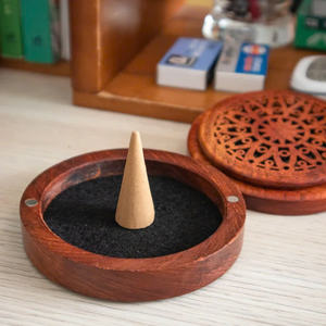 NATURAL WOOD <b>AGARWOOD</b> BOX / ELEGANT ROUND <b>INCENSE</b> HOLDER / MADE in VIETNAM - Product Image 5