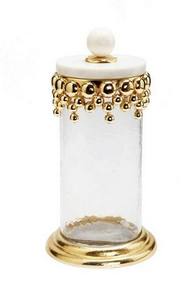 Bote de vidrio decorativo con tapa para el hogar y la cocina, bote de vidrio con diseño clásico de hojas doradas - Product Image 6