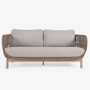 เฟอร์นิเจอร์สวนลานโซฟากลางแจ้งวัสดุสองที่นั่งทำจากไม้สักและกรอบโลหะมาพร้อมกับเชือกและเบาะ-ซาบะ - Product Image 2