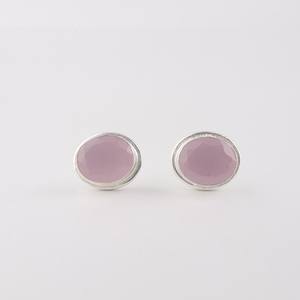Boucles d'oreilles clous en argent sterling avec chalcédoine rose, faites à la main, bijoux 925, or, certifiées IGI, cadeau élégant pour femme, anniversaire, fête - Product Image 3