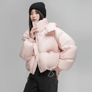 Veste chaude à capuche pour femmes col montant parka de loisirs nouveau, 2024 hiver nouveau grand manteau en duvet pour femmes - Product Image 3