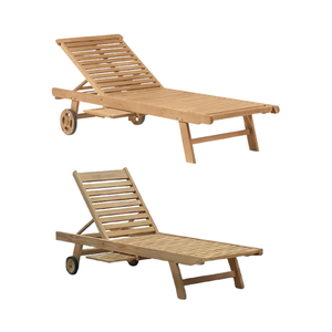 Chaise longue extérieure de haute qualité en bois massif pour l'extérieur et le jardin Chaise longue solaire simple prix de gros - Product Image 2